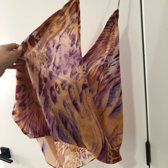 Purple & Orange Printed Halter Top- Size Large - Picture 5 of 10